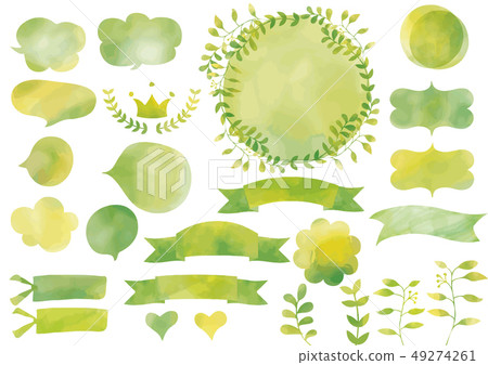 水彩風格綠色框架集 水彩風格綠色框架集 49274261