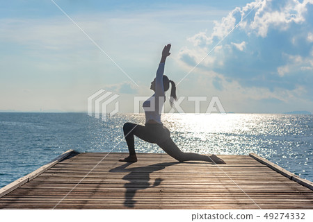 Healthy Yoga woman lifestyle balanced practicing Healthy Yoga woman lifestyle balanced practicing 49274332