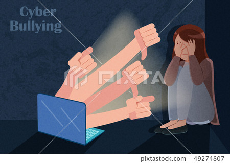 sad girl getting cyber bullying 49274807