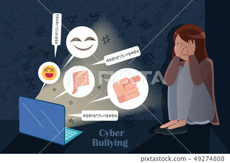 sad girl getting cyber bullying 49274808