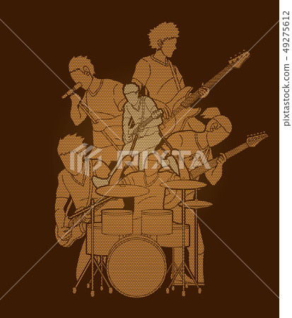 Musician playing music together, Music band vector 49275612