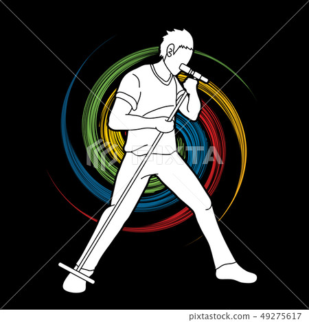 Singer sing a song Music band graphic vector-插圖素材 [49275617] - PIXTA圖庫