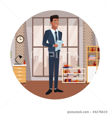 Businessman cartoon round icon 49276619