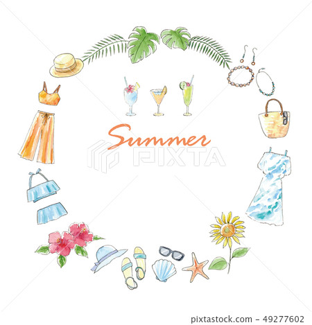 Watercolor illustration hand drawn fashion summer frame 49277602