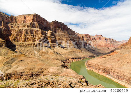 view of grand canyon cliffs and colorado river view of grand canyon cliffs and colorado river 49280439