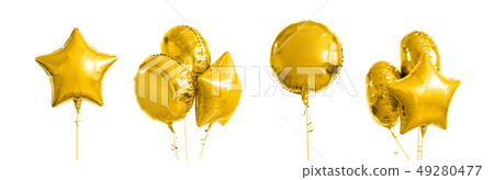 many metallic gold helium balloons on white many metallic gold helium balloons on white 49280477