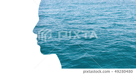 double exposure woman profile with water double exposure woman profile with water 49280480