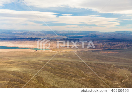 aerial view of grand canyon desert and lake mead 49280493