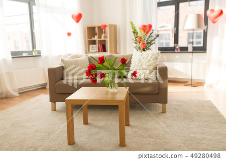 living room or home decorated for valentines day living room or home decorated for valentines day 49280498