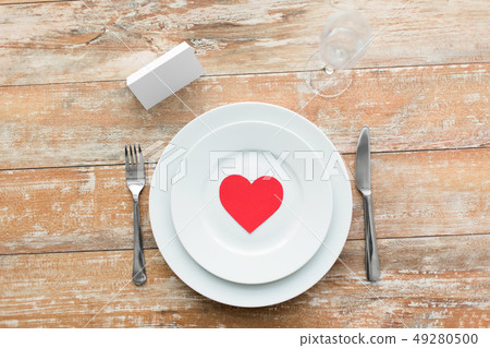 close up of table setting for valentines day close up of table setting for valentines day 49280500