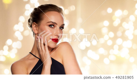 beautiful woman with red lipstick beautiful woman with red lipstick 49281905