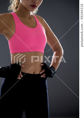 Beautiful shapely woman exercise Beautiful shapely woman exercise 49284318