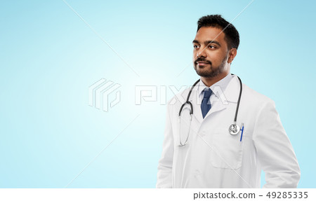 indian male doctor with stethoscope 49285335