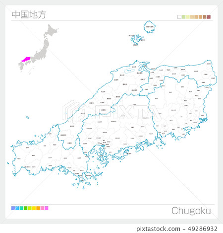 Chugoku map and Chugoku (white map style) Chugoku map and Chugoku (white map style) 49286932