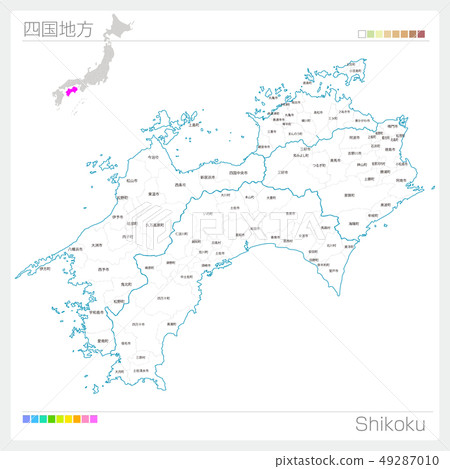 Map of Shikoku region · Shikoku (white map style) 49287010