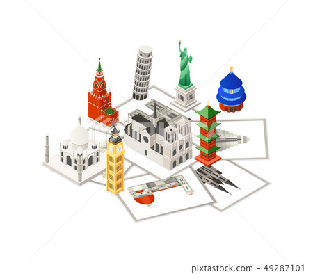 Travel around the world - colorful isometric illustration Travel around the world - colorful isometric illustration 49287101