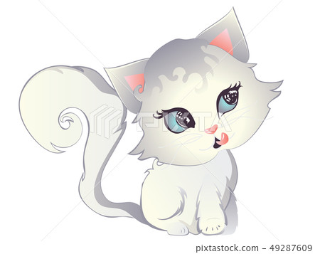 White kitten with blue eyes White kitten with blue eyes 49287609