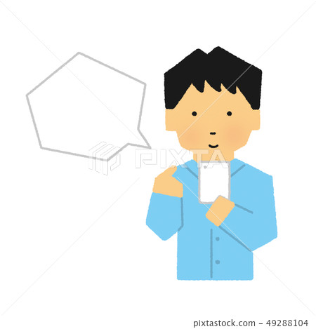 男性，智能手機，智能手機，語音泡沫，氣球（簡單的觸摸） 49288104