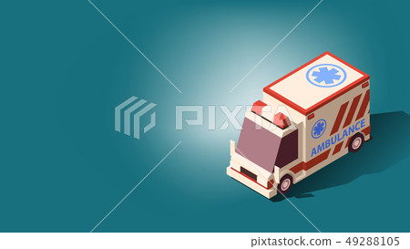 Ambulance Car or Emergency Medical Service. Isometric Vector Illustration. Ambulance Car or Emergency Medical Service. Isometric Vector Illustration. 49288105