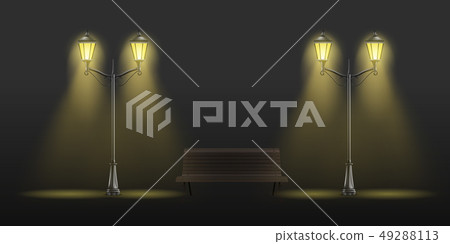 Retro street lights lantern realistic vector set 49288113