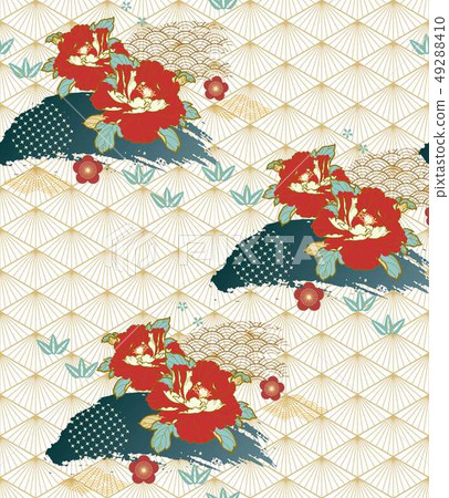 Japanese pattern with peony flower vector backgrou 49288410