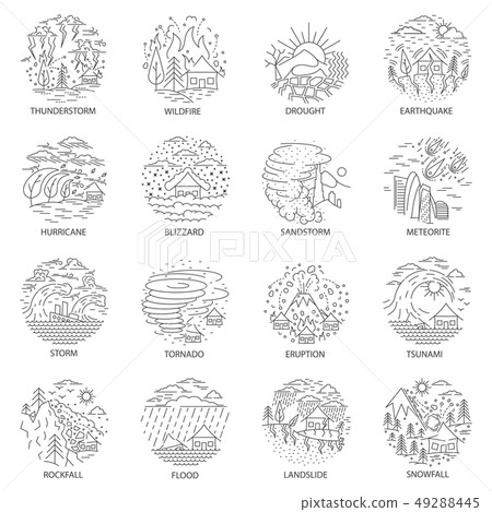 Natural disaster icons collection Natural disaster icons collection 49288445
