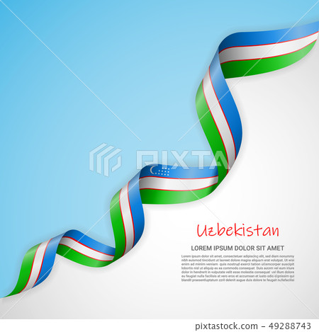 Vector banner in white and blue colors and waving ribbon with flag of Uzbekistan. Template for Vector banner in white and blue colors and waving ribbon with flag of Uzbekistan. Template for 49288743