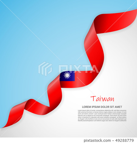 Vector banner in white and blue colors and waving ribbon with flag of Taiwan. Template for poster 49288779