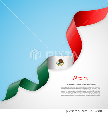 Vector banner in white and blue colors and waving ribbon with flag of Mexico. Template for poster Vector banner in white and blue colors and waving ribbon with flag of Mexico. Template for poster 49288880