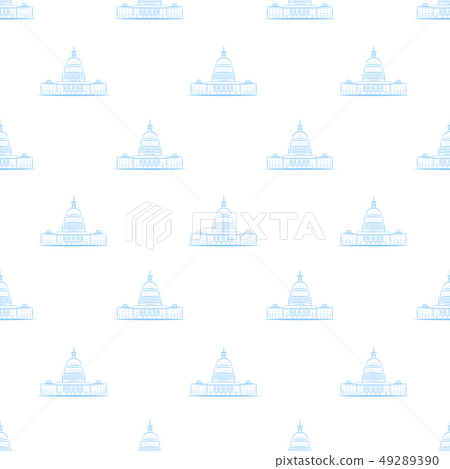 White house pattern seamless vector repeat for any web design. United States of America, Washington 49289390