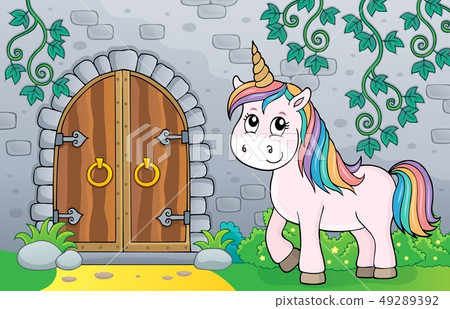 Unicorn by old door theme image 5 49289392