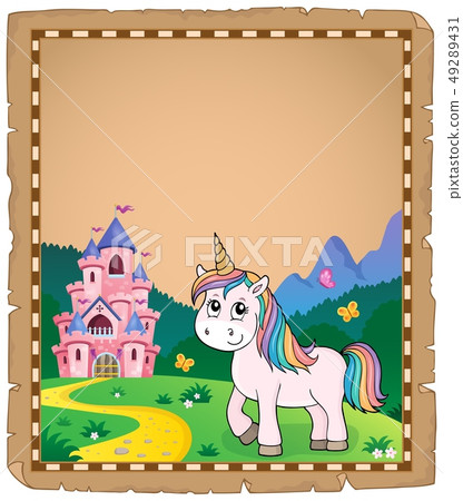 Cute unicorn topic parchment 1 49289431