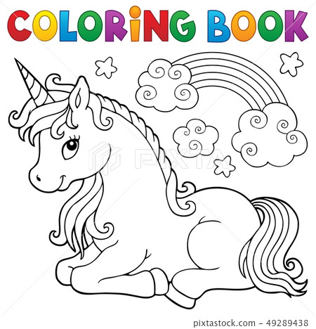 Coloring book stylized unicorn theme 1 Coloring book stylized unicorn theme 1 49289438