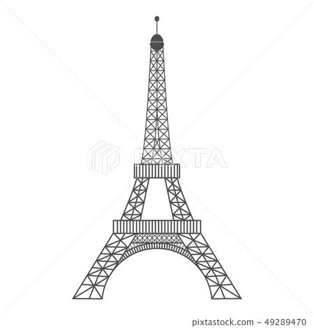 Modern vector illustration of Eiffel Tower. Black vector illustration. Romantic symbol in France Modern vector illustration of Eiffel Tower. Black vector illustration. Romantic symbol in France 49289470
