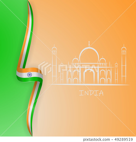India flag wave and Taj Mahal symbols. Vector illustration India flag wave and Taj Mahal symbols. Vector illustration 49289519