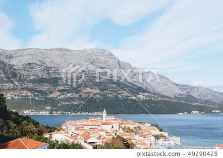 Korcula Old Town panoramic view Korcula Old Town panoramic view 49290428