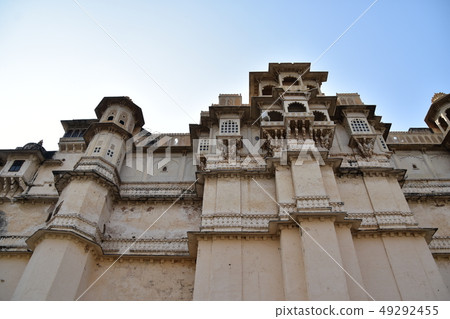 Rajasthan, India City Palace in Udaipur Historic and beautiful buildings and terraces Rajasthan, India City Palace in Udaipur Historic and beautiful buildings and terraces 49292455