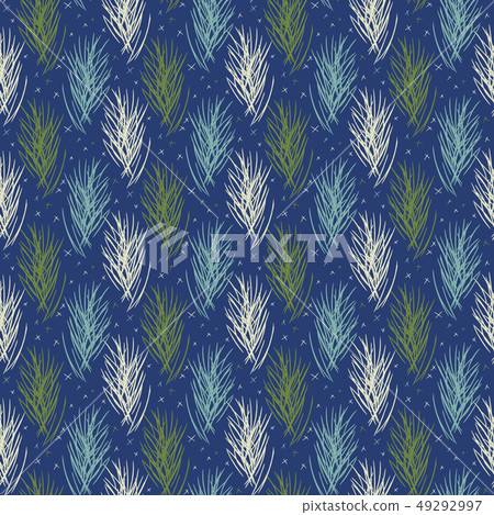 Fir branches plants seamless vector pattern.... - Stock Illustration ...