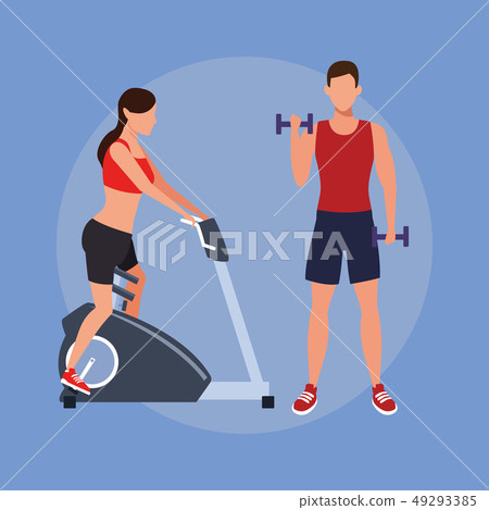 fitness couple doing exercise 49293385