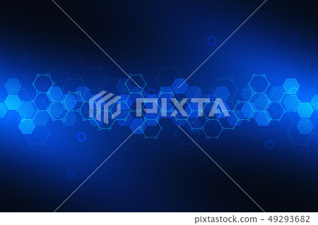 Abstract background of science and innovation technology. Technical background with hexagons pattern Abstract background of science and innovation technology. Technical background with hexagons pattern 49293682