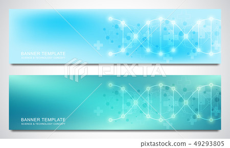 Banners and headers for site with DNA strand and molecular structure. Genetic engineering or Banners and headers for site with DNA strand and molecular structure. Genetic engineering or 49293805