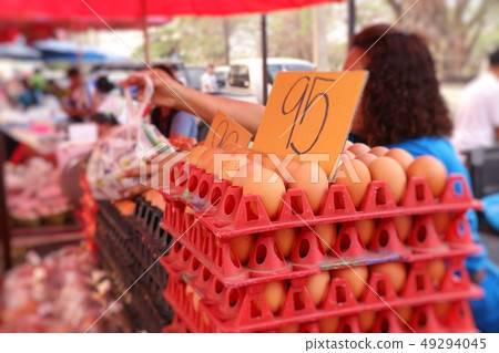 Hen egg in the market 49294045