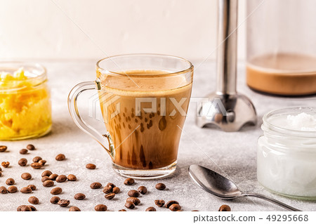 Coffee blended with ghee butter and MCT coconut 49295668