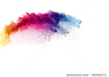 Colorful powder explosion on white background. 49296272