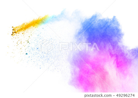 Colorful powder explosion on white background. 49296274