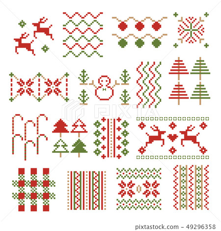 Christmas pixel ornament. Set of winter vector. Christmas pixel ornament. Set of winter vector. 49296358
