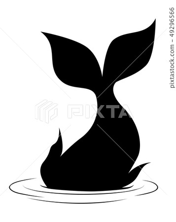 Stylized whale tail silhouette Stylized whale tail silhouette 49296566