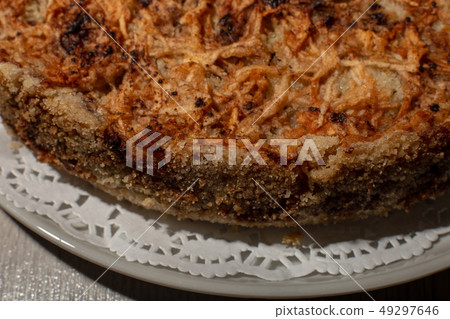 Homemade apple pie dessert on a wooden table Homemade apple pie dessert on a wooden table 49297646