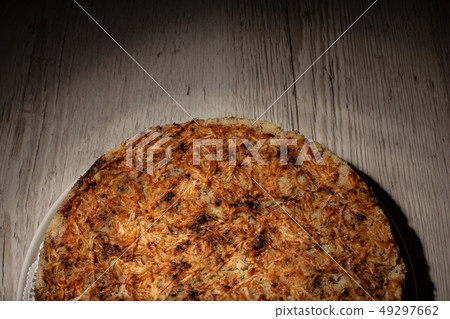 Homemade apple pie dessert on a wooden table 49297662