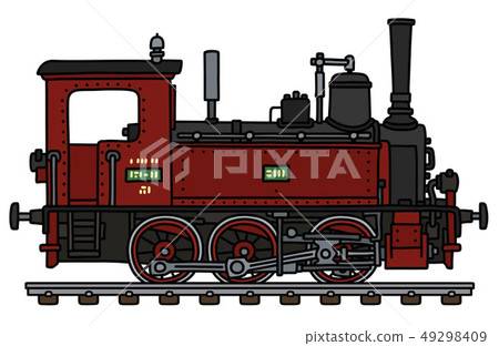 The old red small steam locomotive-插圖素材 [49298409] - PIXTA圖庫